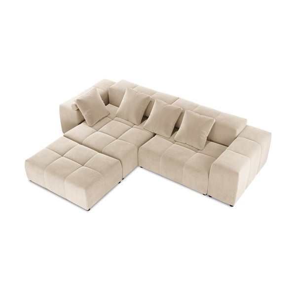 Beež sametne nurgadiivan (muutuv) Rome Velvet - Cosmopolitan Design-image-3