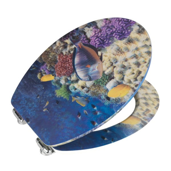 3D-pildiga ja hõlpsasti sulguv Bellevue WC-iste, 44,5 x 38 cm Fish - Wenko-image-1