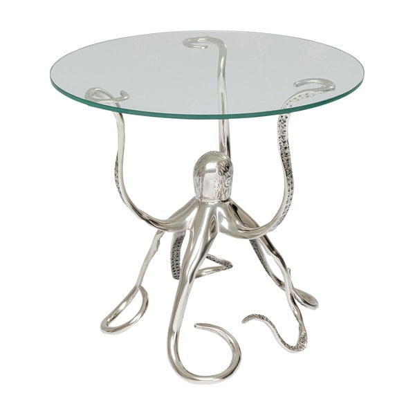 Designový odkládací stolek ve stříbrné barvě Kare Design Octopus, ø 48 cm