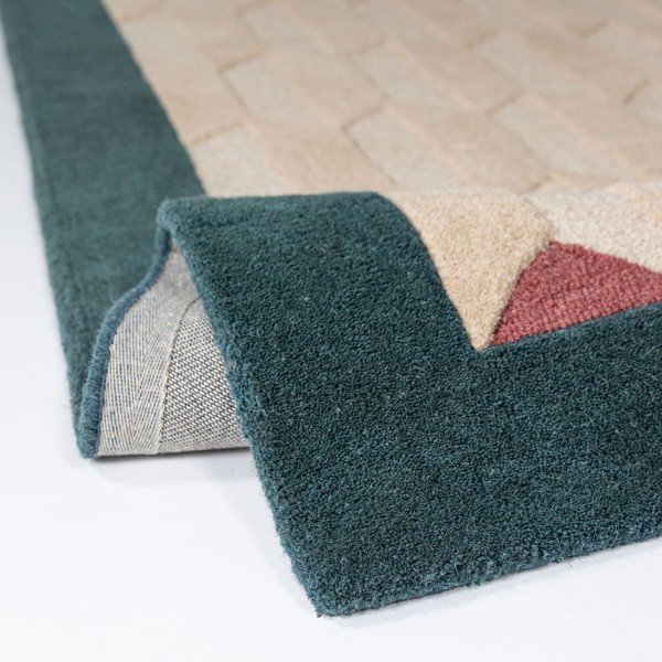 Käsitsi kootud villane vaip naturaalses värvitoonis/rohekassinises värvitoonis 120x170 cm Apex Border Wool - Flair Rugs-image-2