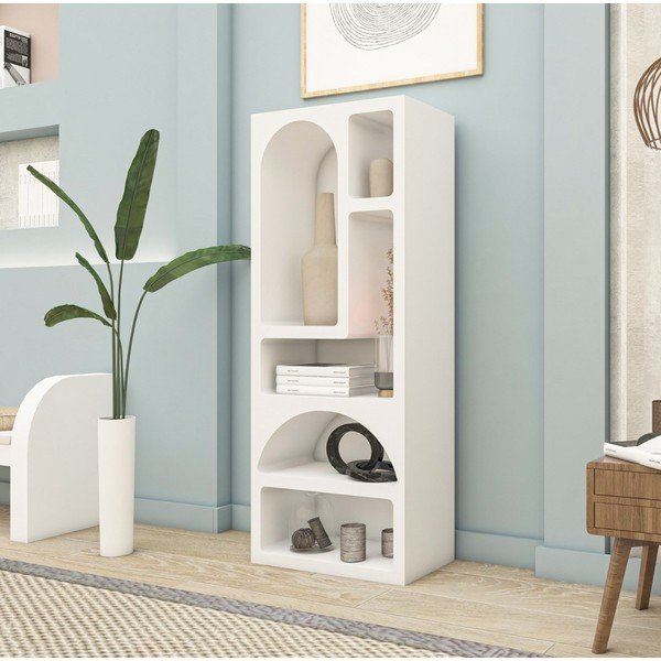 Valge raamaturiiul 60x150 cm Lorin - Kalune Design-image-1