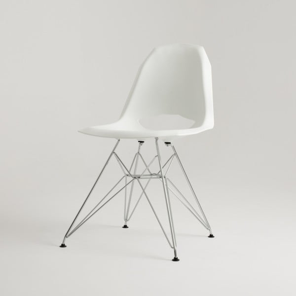Bílá židle s ocelovými nohami Match