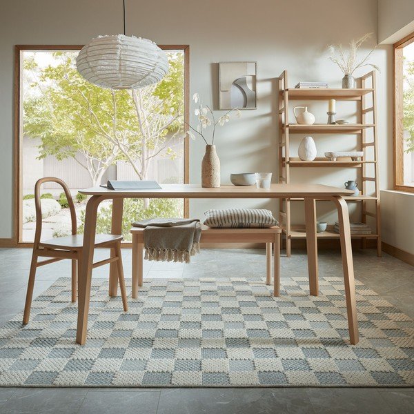 Sinine pestav puuvillasegu vaip 155x230 cm Muted Checkerboard - Flair Rugs-image-2