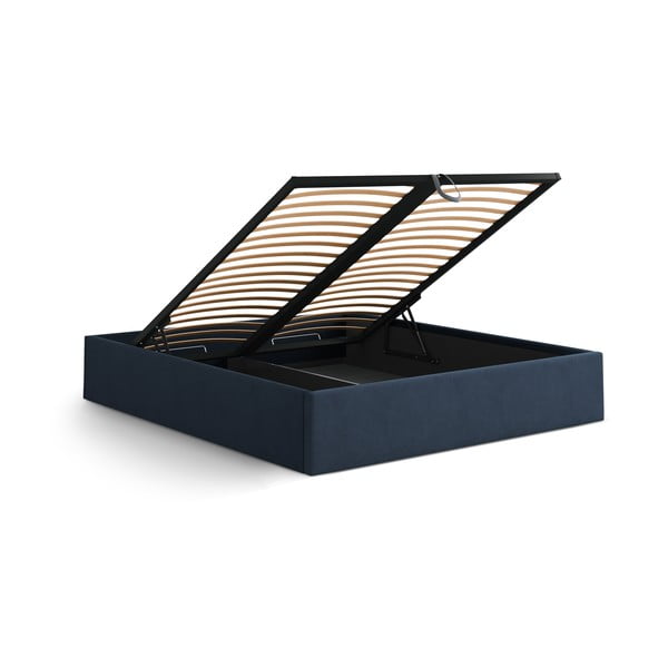 Tumesinine polsterdatud kaheinimesevoodi panipaigaga/ilma peatsita, koos raamiga 180x200 cm Susan – Micadoni-image-3