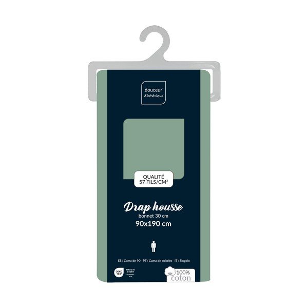 Roheline puuvillane lina 90x190 cm Lina - douceur d'intérieur-image-2