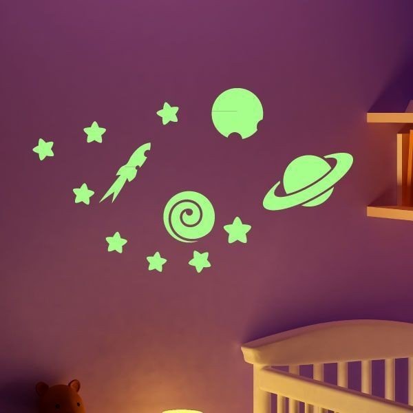 Ve tmě svítící samolepka Planets and Stars, 55x10 cm-image-1