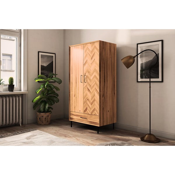 Tammepuidust naturaalset värvi riidekapp 97x196 cm Abies - The Beds-image-1