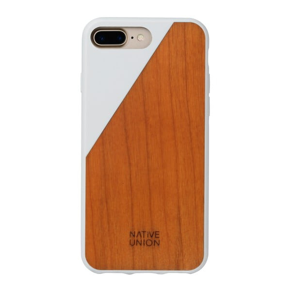 Bílý obal na mobilní telefon s dřevěným detailem pro iPhone 7 Native Union Clic Wooden