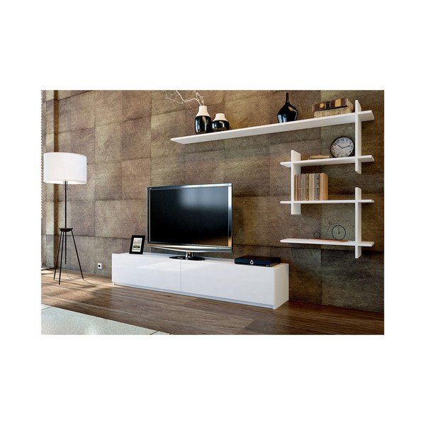 Valge TV-komplekt 160x33x31 cm Ahenk – Woody Fashion-image-2