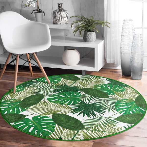 Roheline pestav ümmargune vaip, sobitub robottolmuimejaga ø 100 cm Comfort - Mila Home-image-3