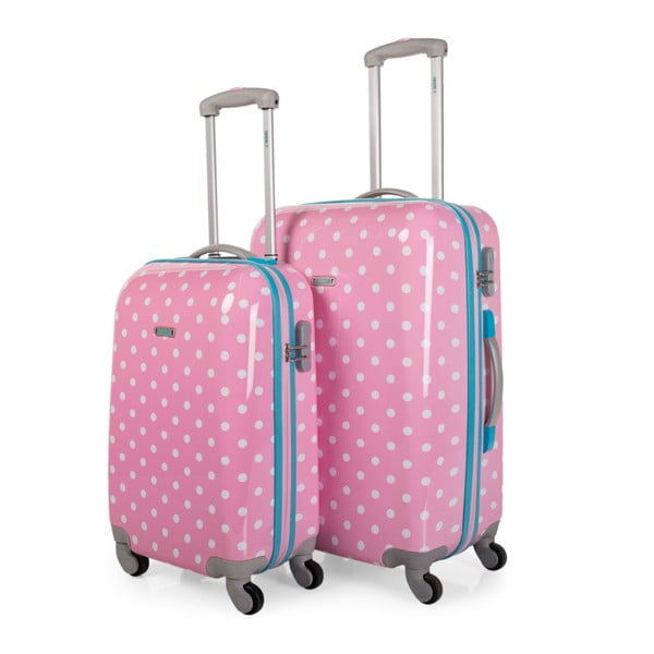 Sada 2 růžových cestovních kufrů na kolečkách Arsamar Lewis
