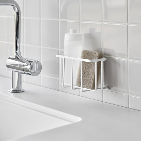 Valge metallist pesuvahendi riiul (ilma puurimiseta) Film Hook - YAMAZAKI-image-2