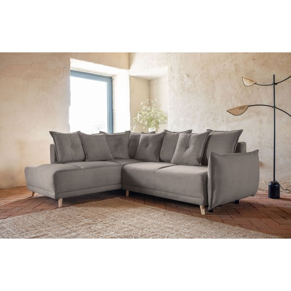 Helepruun velvetist nurgadiivanvoodi (vasak nurk) Lazy Lukka - Miuform-image-3