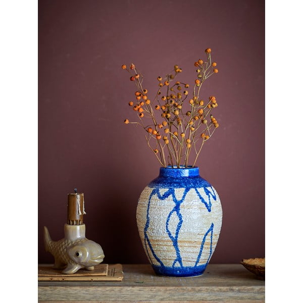 Sinine/kreem kivikeraamikast vaas (kõrgus 16 cm) Avon - Bloomingville-image-1