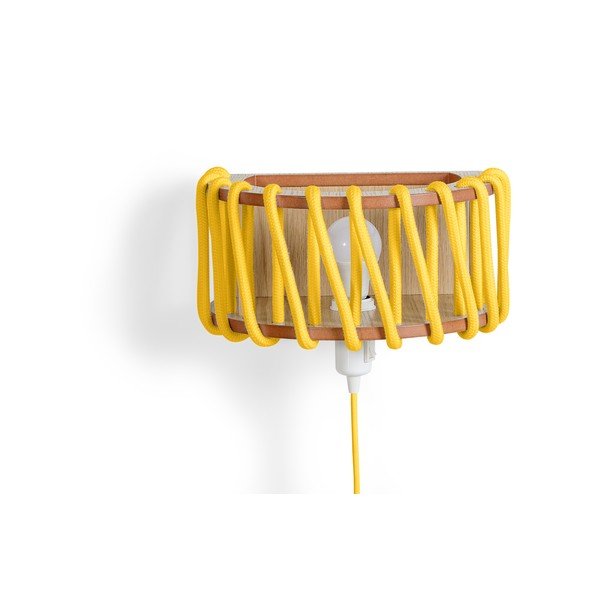 Kollane seinalamp puidust konstruktsiooniga , pikkus 30 cm Macaron - EMKO-image-1