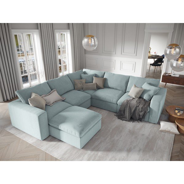 Světle modrá oboustranná rohová část modulární manšestrové pohovky Windsor & Co Sofas Galaxy-image-4