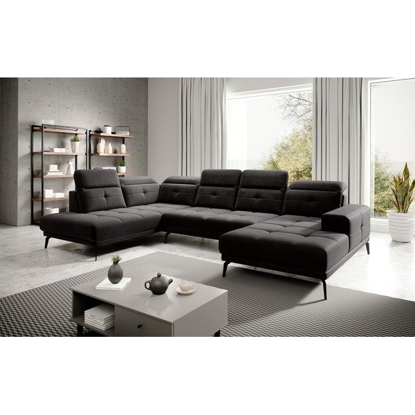 Must sametist nurgadiivan, vasak nurk / U-kujuline Bretan – ELTAP-image-1