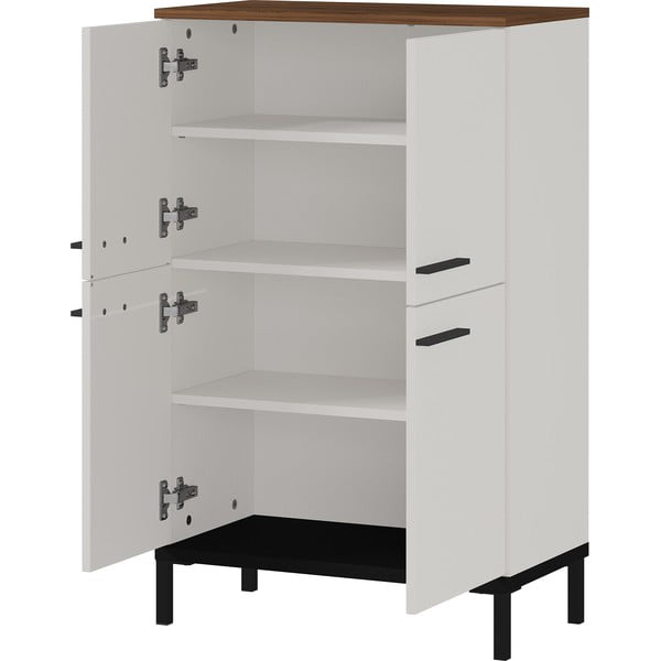 Hall ja beež kõrge pähklipuust vannitoakapp 60x97 cm Yonkers - Germania-image-3