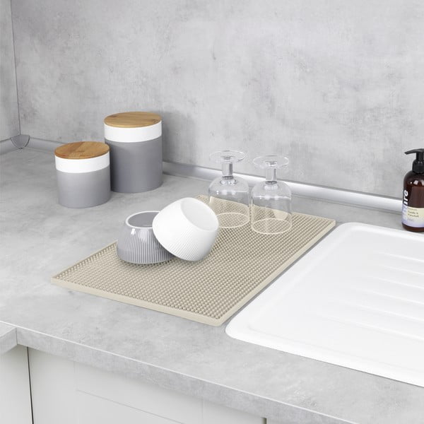 Beež kummist nõudekuivatusalus 40x30 cm Maxi - Wenko-image-2