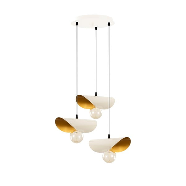 Valge/kuldne rippvalgusti metallist varjuga - Opviq lights