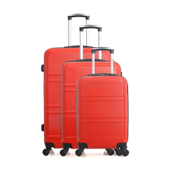 Sada 3 červených cestovních kufrů na kolečkách Hero Utah