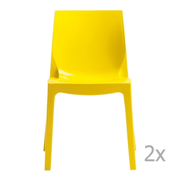 Sada 2 žlutých jídelních židlí Castagnetti Ice