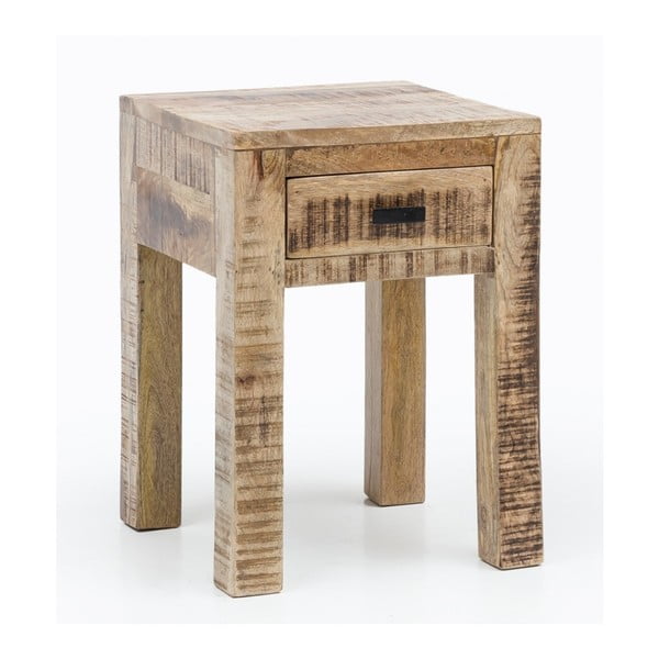 Odkládací stolek se zásuvkou z masivního mangového dřeva Skyport RUSTICA