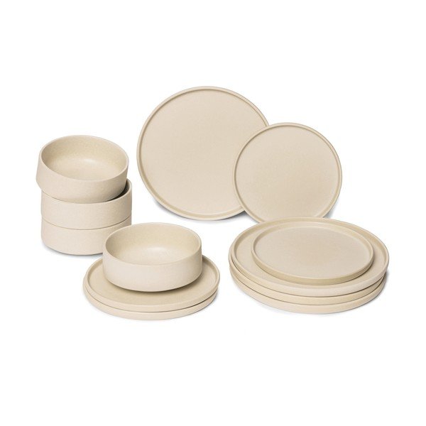 12-osaline beež kivikeraamikast nõude komplekt Malia - Bonami Selection