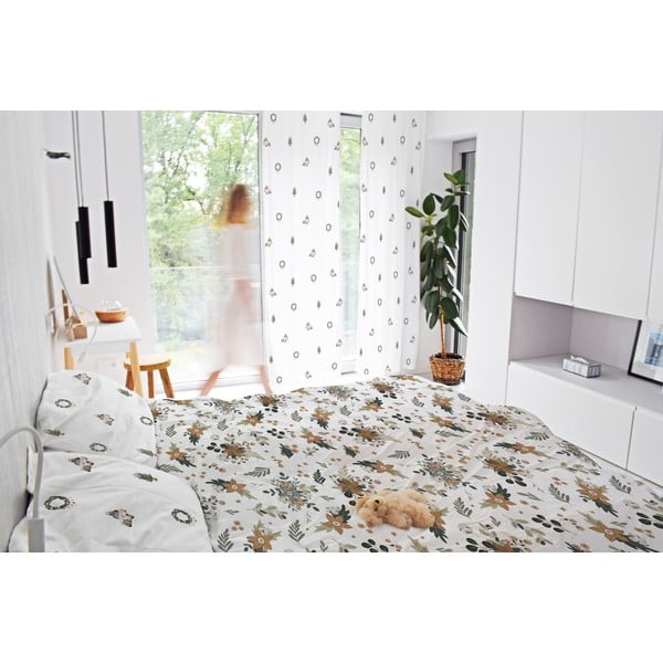 Valge puuvill-satiinist kardin 110x250 cm Festive Car - Butter Kings-image-1