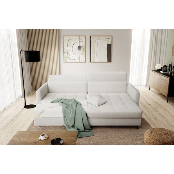 Kreem bouclé-kangast lahtikäiv/sahtliga nurgadiivan (parem nurk/lamamisosaga) Gomsi – ELTAP-image-1