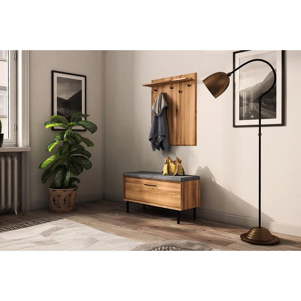 Tammepuidust naturaalset värvi seinakinnitus koos riiuliga Abies - The Beds-image-4