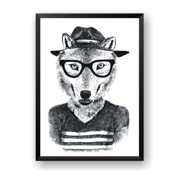 Plakát Nord & Co Hipster Wolf, 21 x 29 cm