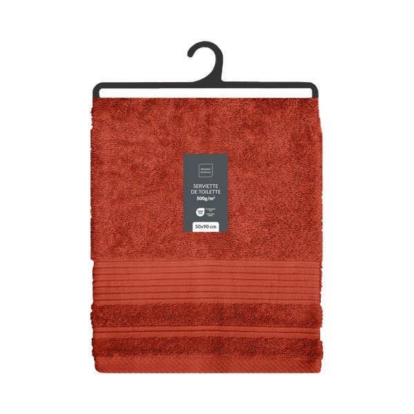 Frotee-puuvillane rätik telliskivi värvi 50x90 cm Tendresse - douceur d'intérieur-image-4