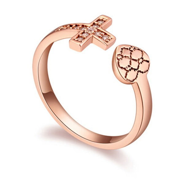 Prsten s krystaly Swarovski a růžovým zlatem Fuerza, velikost 52