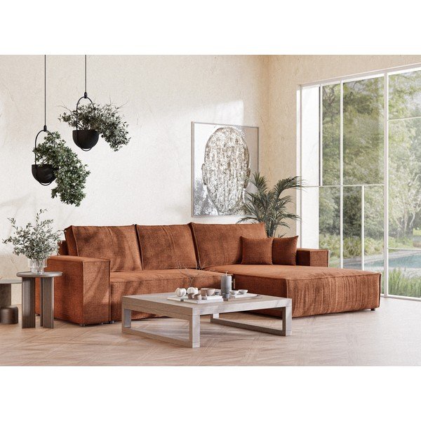 Šenilldiivanvoodi/panipaigaga nurgadiivan vaskvärvis (parem nurk/diivanvoodiga) Maze - Maison de Rêve-image-1