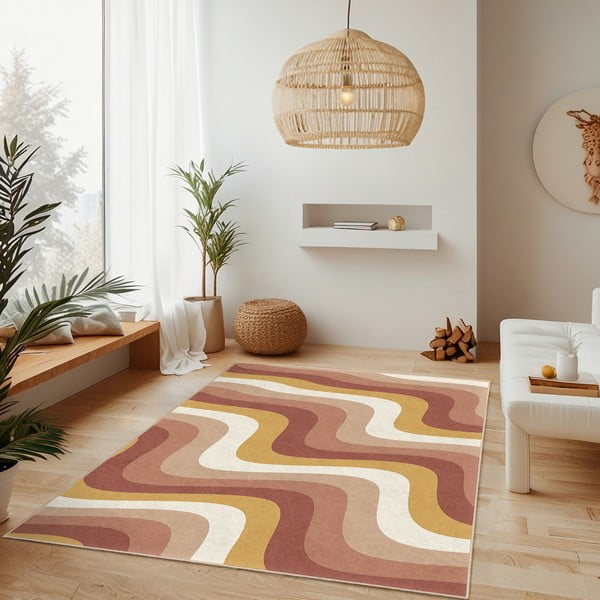 Kollane-roosa pestav vaip 160x230 cm Creamy Strawberry Swirl - Mila Home-image-2