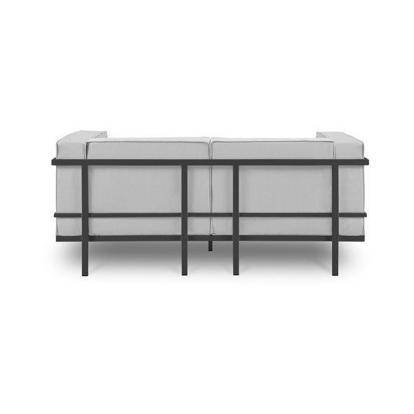 Šedá dvoumístná venkovní pohovka v černém rámu Calme Jardin Cannes-image-3