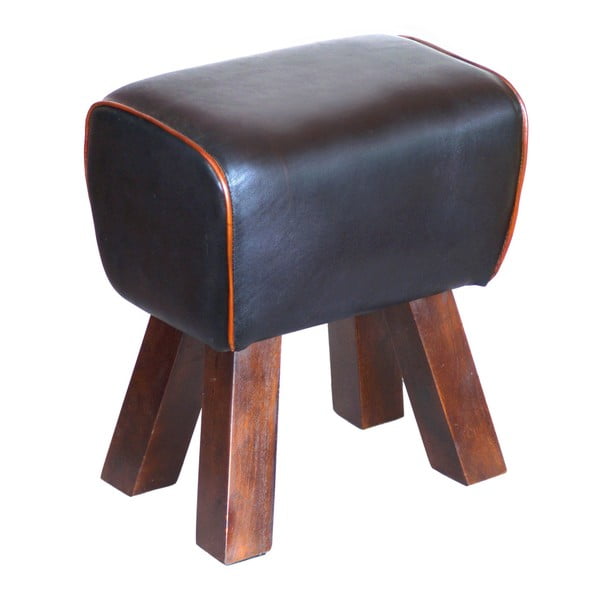 Stolička z masivního dřeva s koženým potahem Interlink Alaid