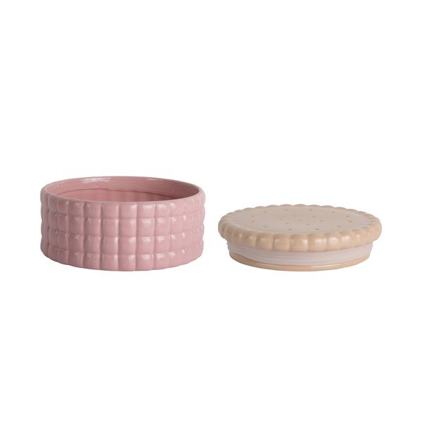 Heleroosa dekoratiivne keraamiline hoiukarp ø 20x10 cm Biscuit Box - PT LIVING-image-2