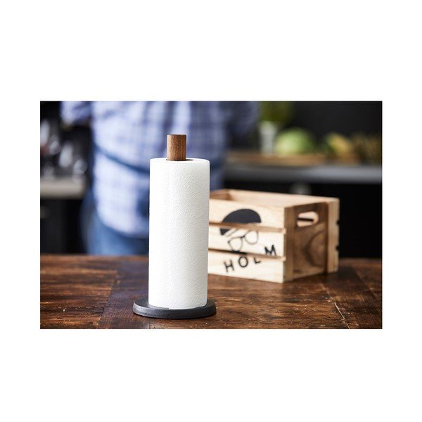 Must/puiduvärvi metall majapidamispaberi stend ø 13,5 cm – Holm-image-1