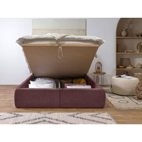 Roosa polsterdatud kaheinimesevoodi koos panipaiga ja voodipõhjaga 160x200 cm Garance - Bobochic Paris-image-3