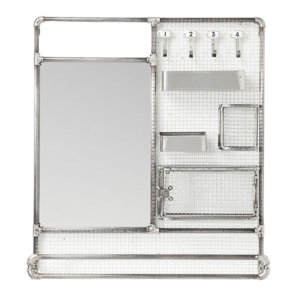 Zrcadlo s poličkami ve stříbrné barvě Kare Design Mirror Buster Organizer, 71 x 80 cm