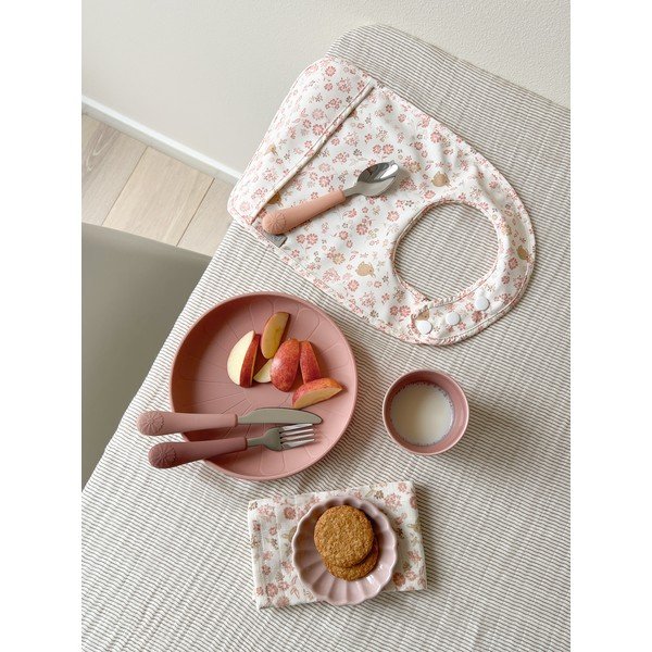 3-osaline punane/lõhevärvi silikoonist laste söögiriistade komplekt Rose Mix - Cam Cam Copenhagen-image-4