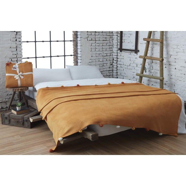 Sinepivärvi fliisist voodikate 150x200 cm Pom Pom - Mijolnir-image-1