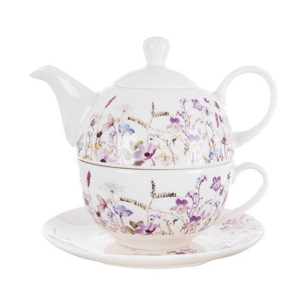 Valge/lilla portselanist teekomplekt Louka - Orion