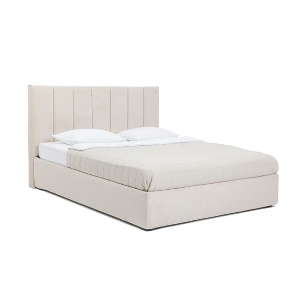 Beež polsterdatud kaheinimesevoodi koos madratsi, voodipõhja ja panipaigaga 160x200 cm Thessa Bold Line - Bonami Selection-image-3
