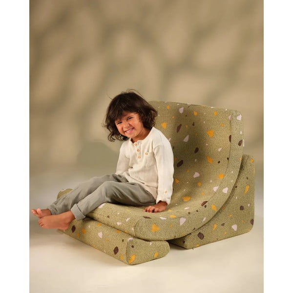Roheline buklee/šenillkangast laste kott-tool Terrazzo Moon - Wigiwama-image-2