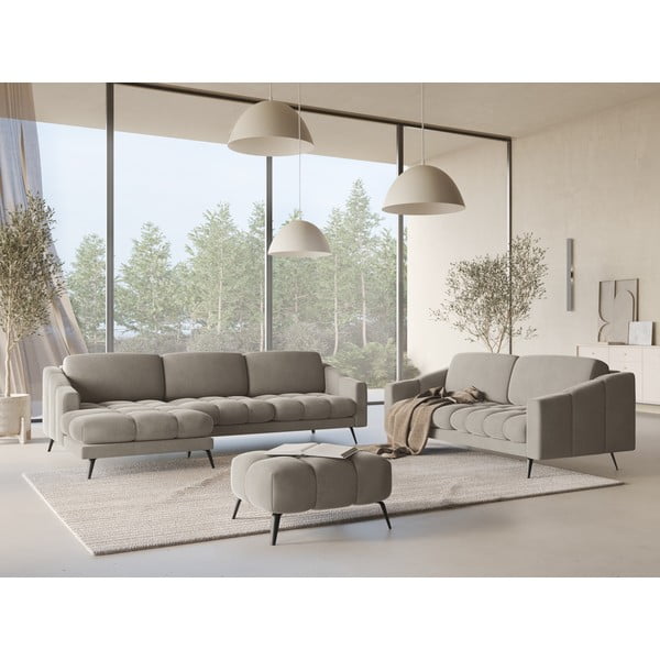 Beež sametne nurgadiivan (vasakpoolne nurk) Nalu - Makamii-image-1