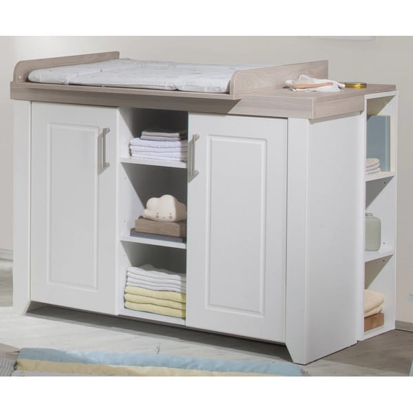 Valge jalakadekooriga mähkimislaud 120x98 cm Felicia – Roba-image-1