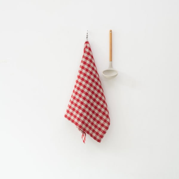 Linane köögirätik 45x65 cm Red Gingham - Linen Tales